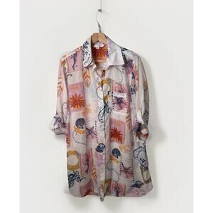 Live 4 Truth Cover Up Womens XL Shirt Beachy Swim Resort Button Tropical Tunic